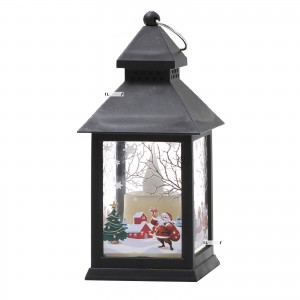 Новогодний фонарь с подсветкой светодиодный светящийся на батарейках свеча LED Merry Christmas 12.5х5.5х5.5см Черный