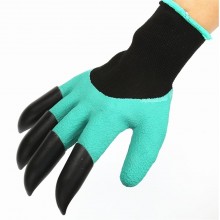 Садовые перчатки с когтями с пластиковыми наконечниками Garden Gloves Бирюзовые